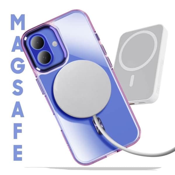 MagSafe-skal för iPhone 16 Plus, baksida av glas i lila färg