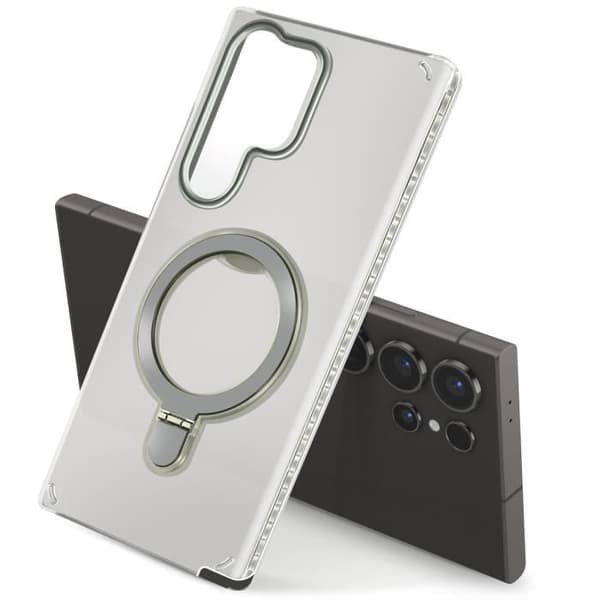 Coque MagSafe för Samsung Galaxy S24 Ultra Stöttålig Fällbart Stöd Svart