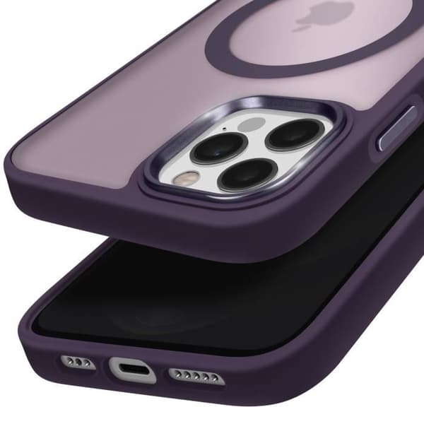 MagSafe-skal för iPhone 12 Pro och 12 Matt Frostad Baksida Lila Kant