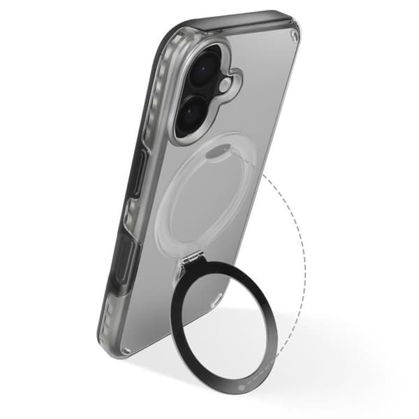 Coque MagSafe för iPhone 16 Plus Stöttålig med Fällbart Stöd Svart