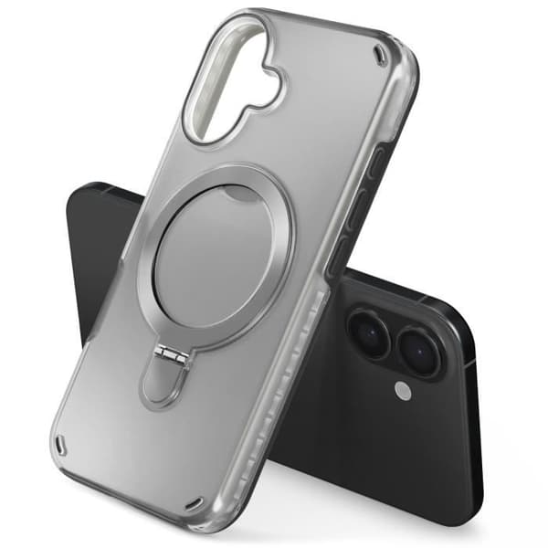 Coque MagSafe för iPhone 16 Plus Stöttålig med Fällbart Stöd Svart