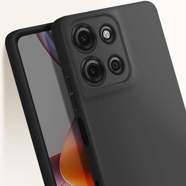 Siliconeflexibel mat svart fodral för Motorola Moto G75