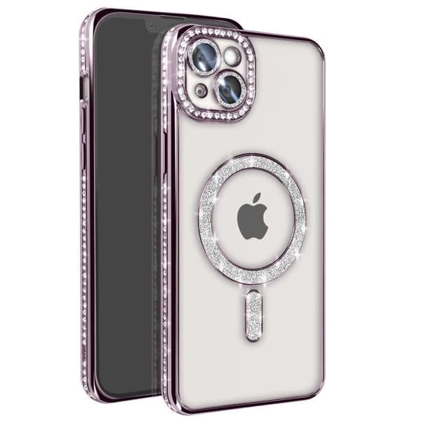 Coque Diamant för iPhone 14 Plus MagSafe Kontur Strass Lila