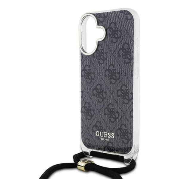 Coque för iPhone 16 - Guess Crossbody Cord 4G Print (GUHCP16SHC4SEK) - Svart