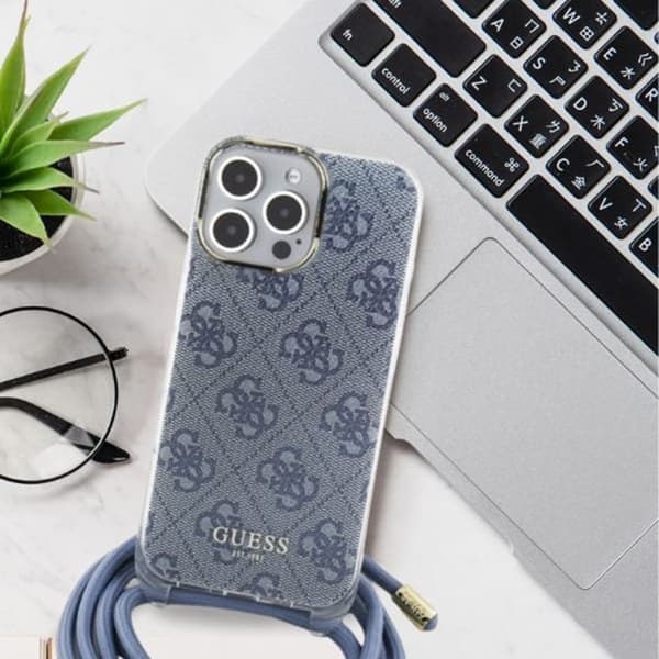 Coque för iPhone 16 - Guess Crossbody Cord 4G Print (GUHCP16SHC4SEK) - Svart