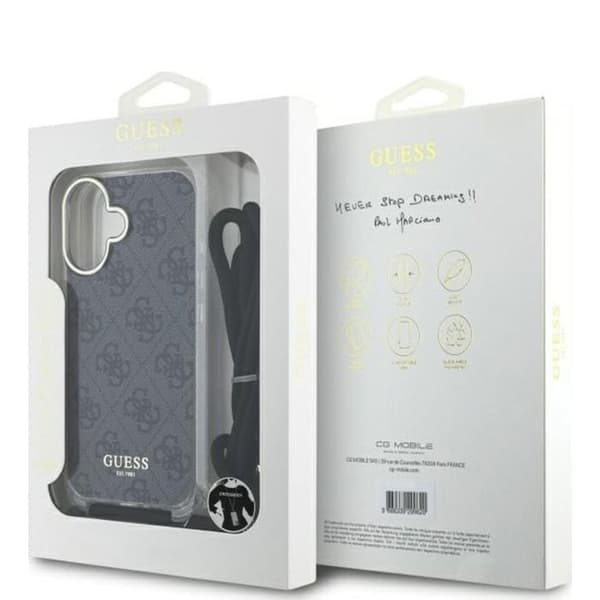 Coque för iPhone 16 - Guess Crossbody Cord 4G Print (GUHCP16SHC4SEK) - Svart