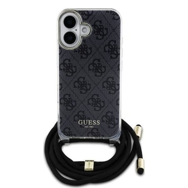 Coque för iPhone 16 - Guess Crossbody Cord 4G Print (GUHCP16SHC4SEK) - Svart