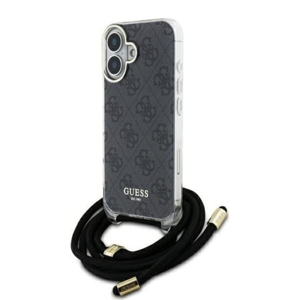 Coque för iPhone 16 - Guess Crossbody Cord 4G Print (GUHCP16SHC4SEK) - Svart