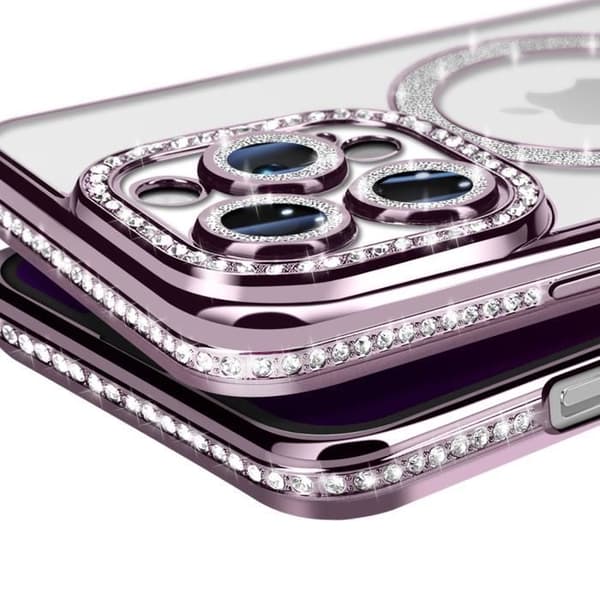 Coque Diamant för iPhone 13 Pro MagSafe Kontur Strass Lila