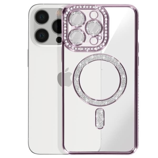 Coque Diamant för iPhone 13 Pro MagSafe Kontur Strass Lila