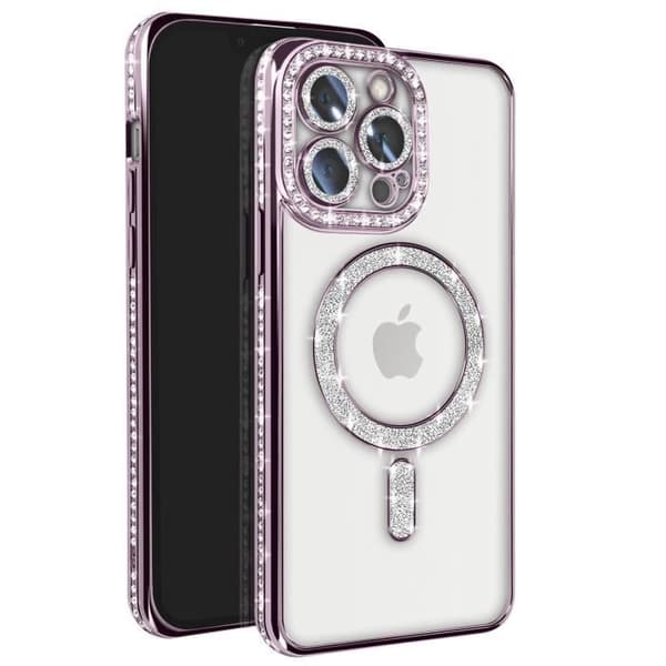 Coque Diamant för iPhone 13 Pro MagSafe Kontur Strass Lila