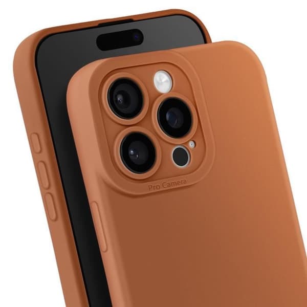 Siliconefodral för iPhone 16 Pro, Slät, Med skyddad kamerablock, Brun