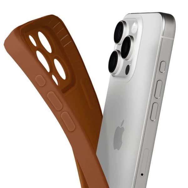 Siliconefodral för iPhone 16 Pro, Slät, Med skyddad kamerablock, Brun