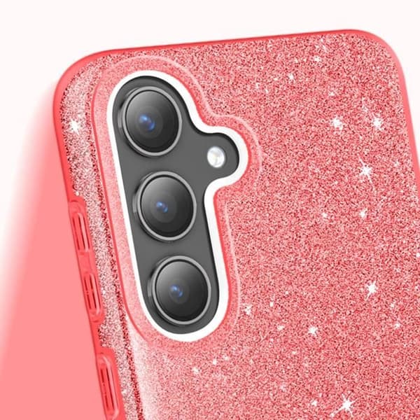 Coque Paillette för Samsung S24 Plus och S25 Plus Silikon Ultra tunn Röd
