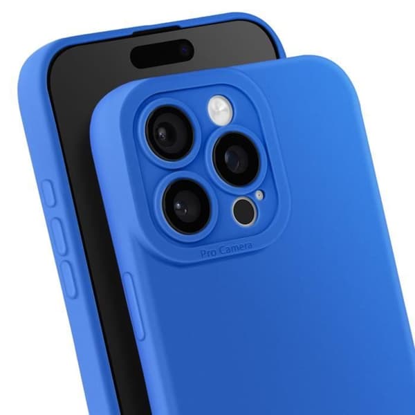 Siliconefunda för iPhone 16 Pro Max, slät, kamerablock skyddad, blå