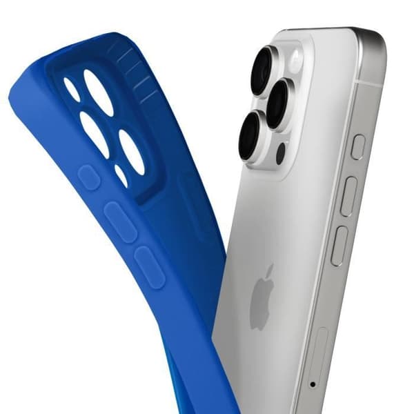 Siliconefunda för iPhone 16 Pro Max, slät, kamerablock skyddad, blå