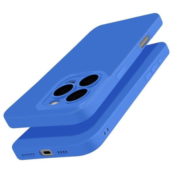 Siliconefunda för iPhone 16 Pro Max, slät, kamerablock skyddad, blå