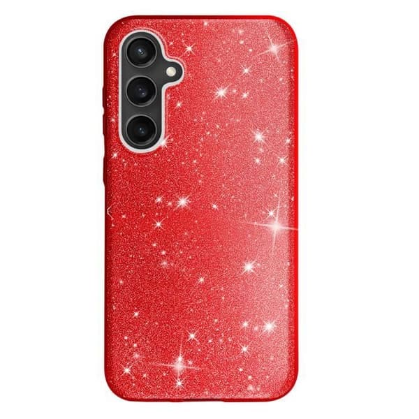 Glittrande Stötdämpande Fodral för Samsung Galaxy S23 FE Röd