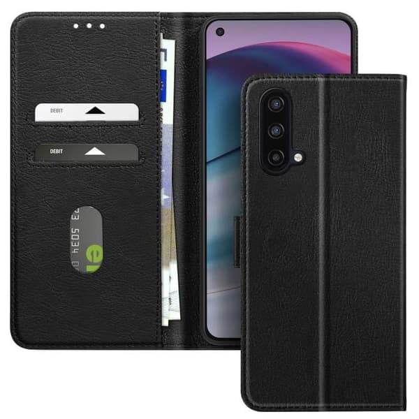 Etui för Oneplus Nord CE 5G Klädd Plånbok och Videostöd Svart