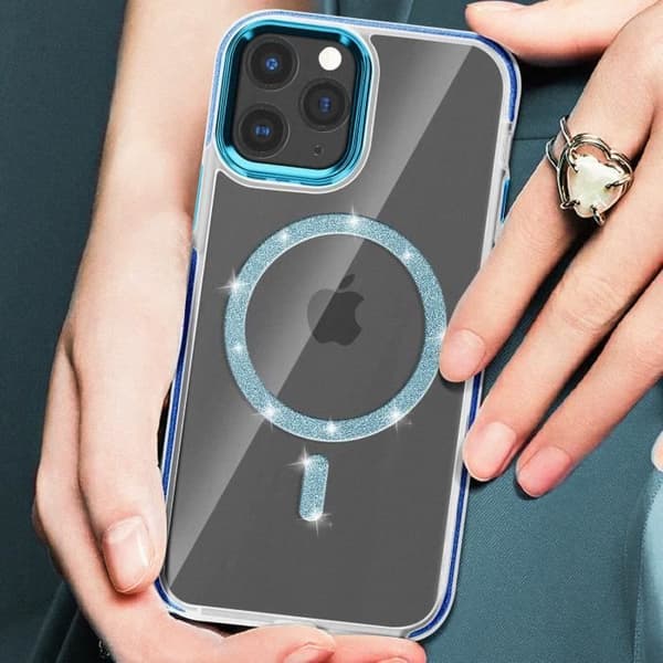 Coque MagSafe för iPhone 11 Pro Max Silikon Glittrande Blå