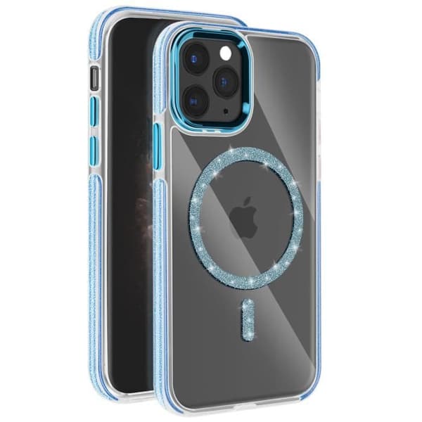 Coque MagSafe för iPhone 11 Pro Max Silikon Glittrande Blå