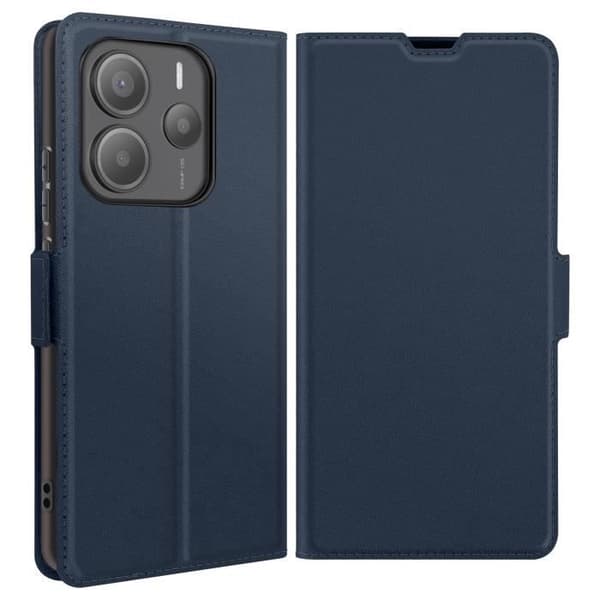 Etui för Redmi Note 14 5G Kortfack Stöd Magnetisk Flik Mörkblå