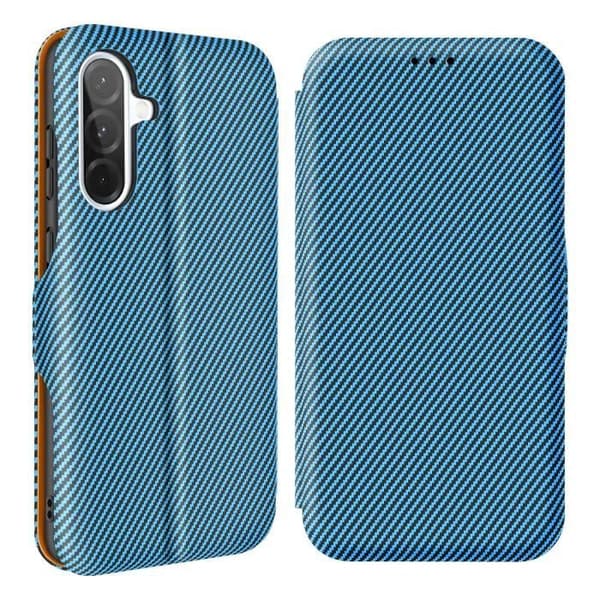 Kolfiberetui för Samsung Galaxy A36 Med RFID-skydd och kortplats Blå