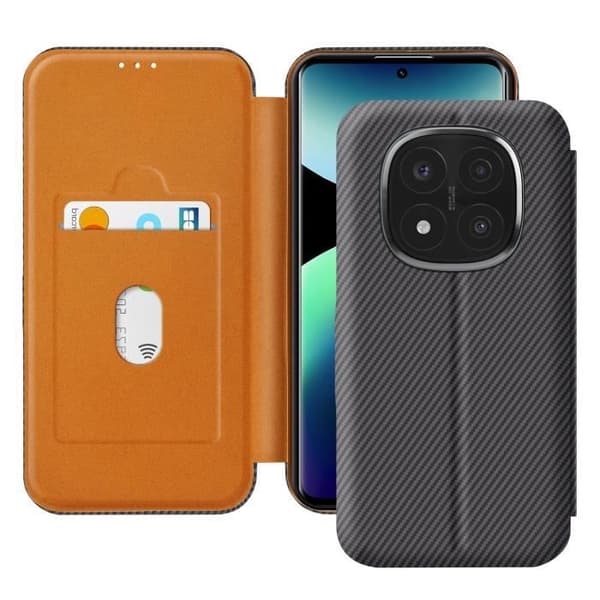 Kolfodral för Redmi Note 14 Pro och 14 Pro Plus med kortfack Mörkgrå