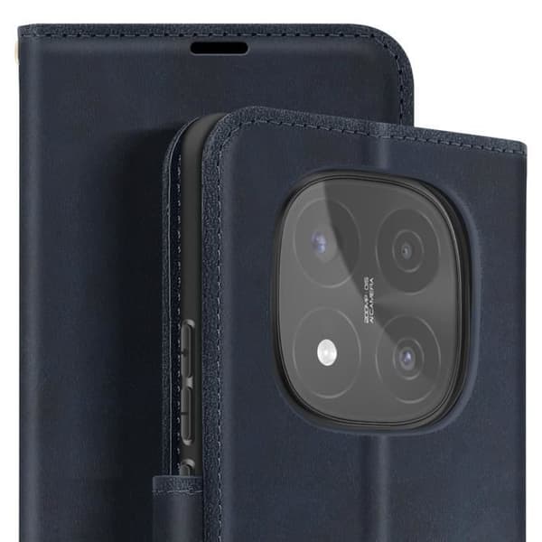 Hus för Redmi Note 14 Pro och 14 Pro Plus Plånbok Med Handledsrem Mörkblå