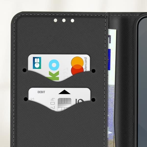 Fodral för Samsung Galaxy S25 Plus Plånbok Läder Saffiano Fancy Svart