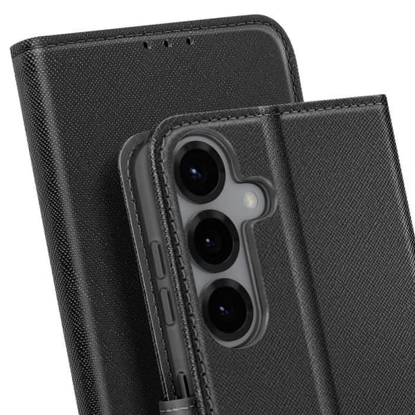 Fodral för Samsung Galaxy S25 Plus Plånbok Läder Saffiano Fancy Svart