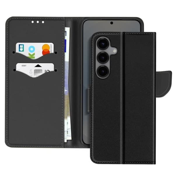 Fodral för Samsung Galaxy S25 Plus Plånbok Läder Saffiano Fancy Svart