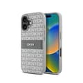 Miniatyrbild 2 av 4: Coque för iPhone 16 Edition Repeat Pattern Tonal Stripe med Metalliserad DKNY-logotyp Beige