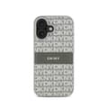 Miniatyrbild 1 av 4: Coque för iPhone 16 Edition Repeat Pattern Tonal Stripe med Metalliserad DKNY-logotyp Beige