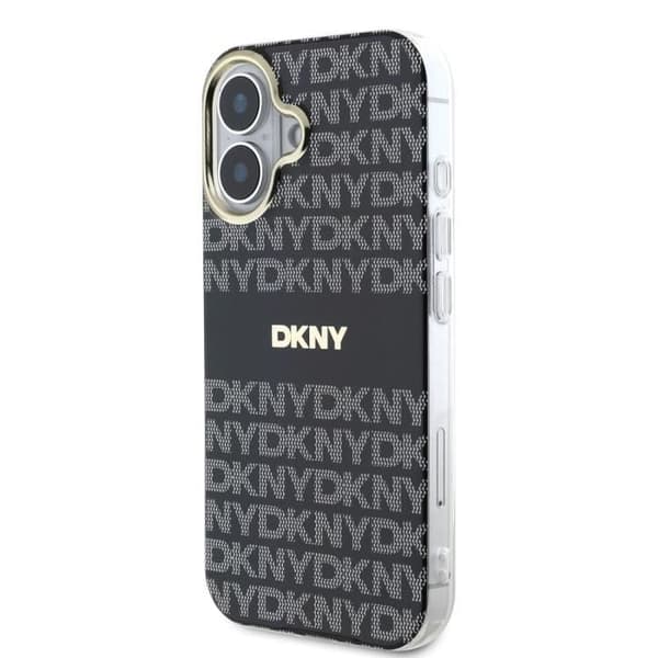 Coque för iPhone 16 MagSafe i mjukt TPU med DKNY-mönster i svart