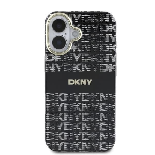 Coque för iPhone 16 MagSafe i mjukt TPU med DKNY-mönster i svart