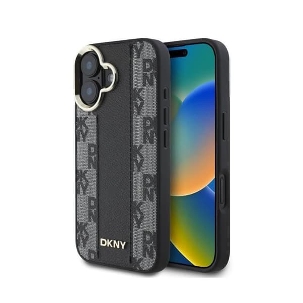 Coque - DKNY - iPhone 16 - Kompatibel med MagSafe - Rutig Motiv - Ultra-chic Svart