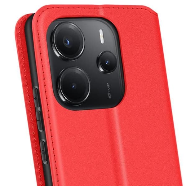Étui för Xiaomi Redmi Note 14 4G Med Kardfickor och Videostöd Röd