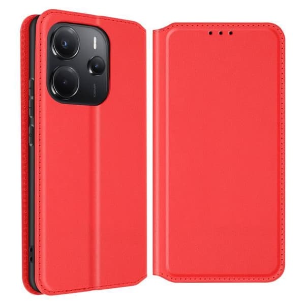 Étui för Xiaomi Redmi Note 14 4G Med Kardfickor och Videostöd Röd