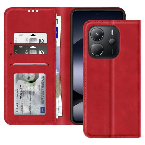 Hölster för Xiaomi Redmi Note 14 4G Plånbok och Stöd för Video Röd