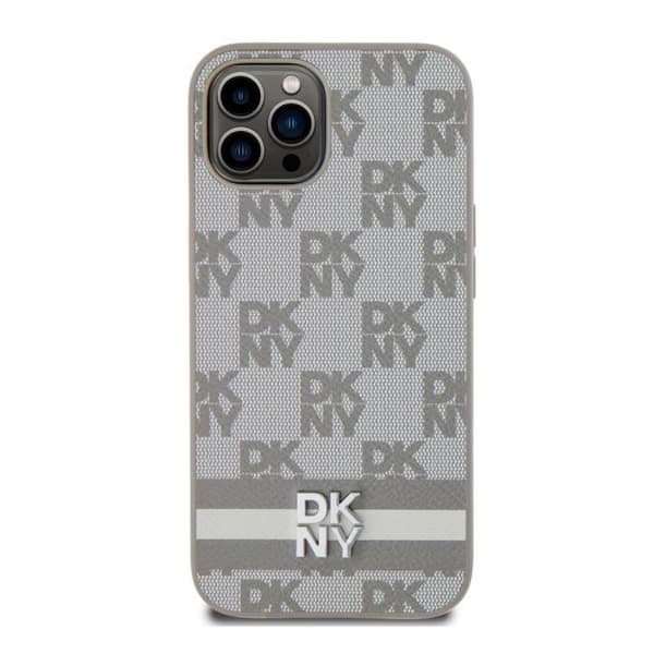 Elegant fodral för iPhone 12 / 12 Pro med rutiga och randiga mönster DKNY Beige