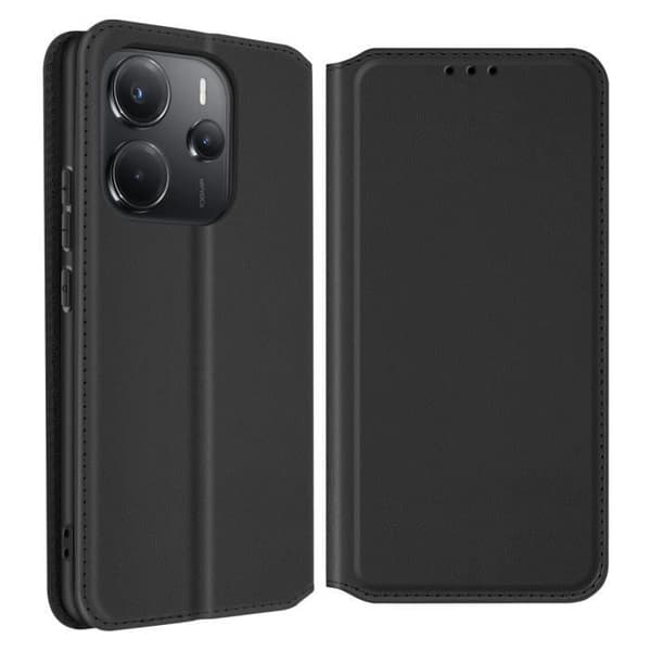 Fodral för Xiaomi Redmi Note 14 4G Klapp med kortfickor och videostöd Svart