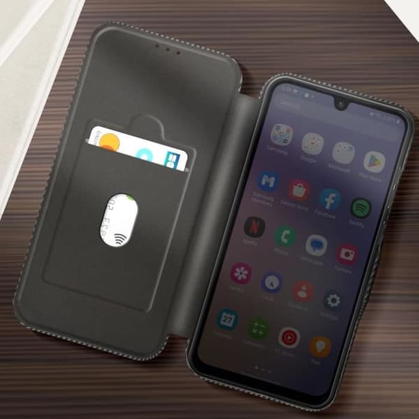 Kolfodral för Samsung Galaxy A26 med RFID-skydd och kortfack, svart
