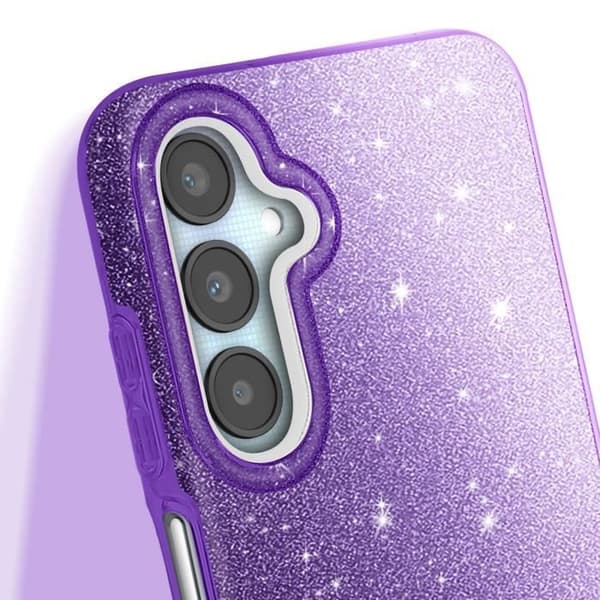 Glittrande Stötabsorberande Plånbok för Samsung Galaxy A25 Lila
