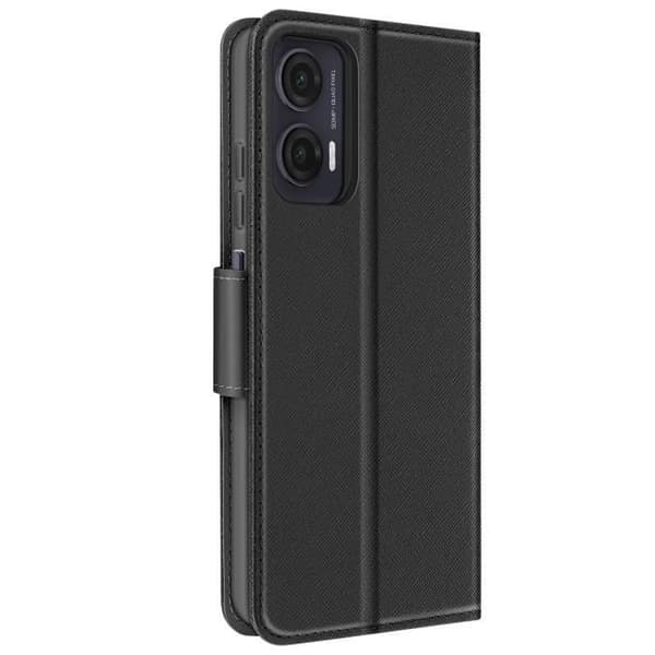 Motorola Moto G35 Plånbok Fodral i Saffiano Läder Fancy Svart