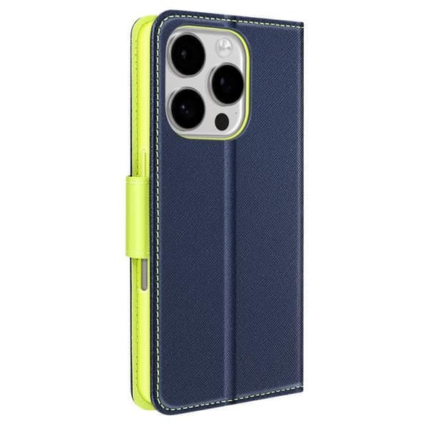 Étui för iPhone 16 Pro Plånbok Saffianoläder Fancy Mörkblå