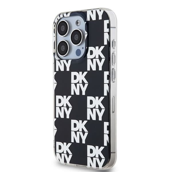 iPhone 15 Pro Fodral - DKNY IML Rutigt Mono Mönster (DKHCP15LHDLCEK) - Svart