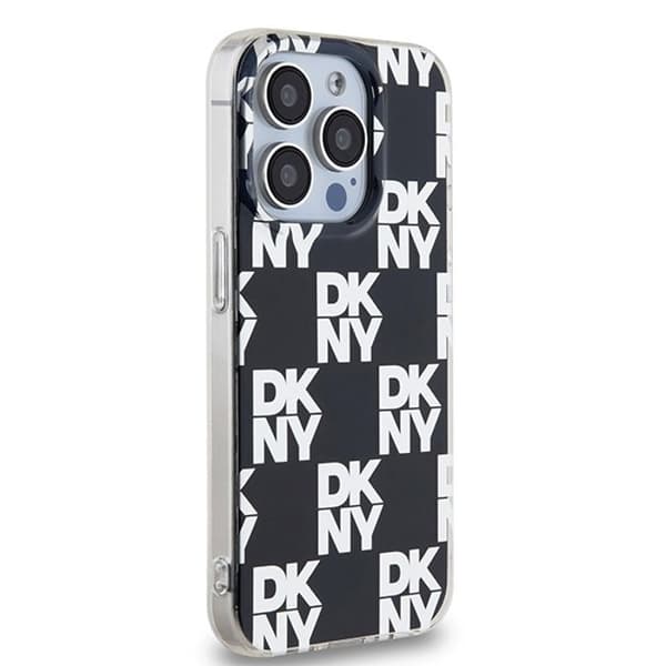iPhone 15 Pro Fodral - DKNY IML Rutigt Mono Mönster (DKHCP15LHDLCEK) - Svart