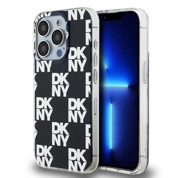 iPhone 15 Pro Fodral - DKNY IML Rutigt Mono Mönster (DKHCP15LHDLCEK) - Svart