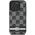 Miniatyrbild 4 av 6: Coque för iPhone 16 Pro Max - Hårt läderfodral från DKNY med rutigt och randigt tryck (DKHCP16XPCPTSSK) - Svart